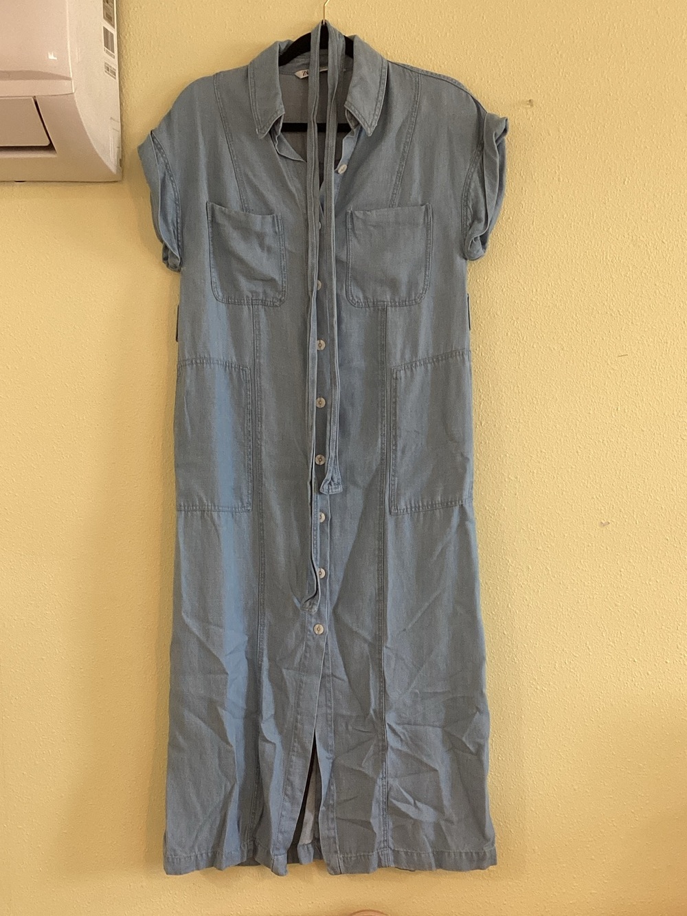 Zara Light Blue Dress with Tie size XS but fit on size S too